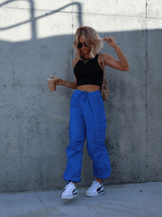 ARNIE NYLON CARGO PANTS - BLUE