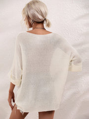 DEMETRA RIBBED KNIT SWEATER - CREAM