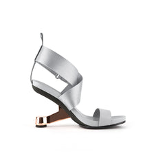 JADY ROSE | KORI CROSS STRAP OPEN TOE HEELED SANDAL- SILVER