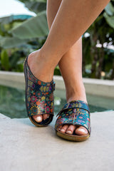 Soffia | Elsinore Boho Floral Printed Leather Sandal