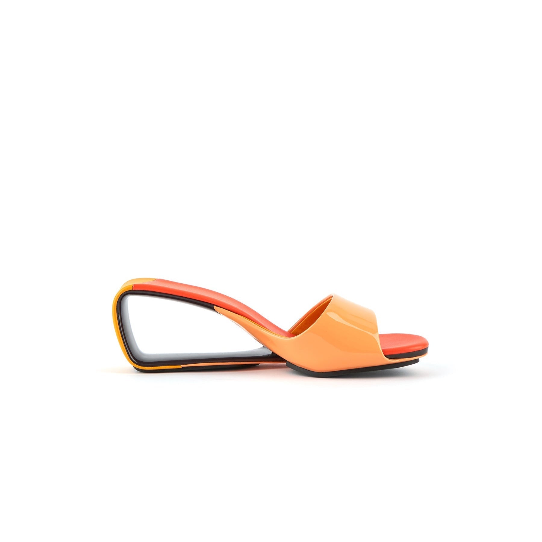 JADY ROSE | MADEMOISELLE BELLE LEATHER WEDGE SLIDE - ORANGE