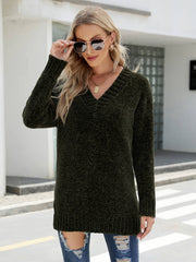 GLAM CHENILLE PULLOVER SWEATER - GREEN