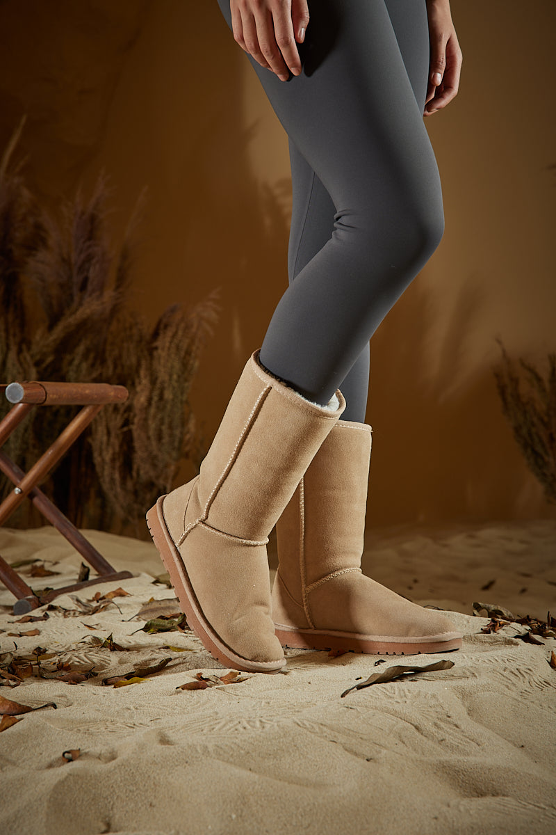 SMAIBULUN Ugg | At Your Leisure Suede Mid Calf Boots - Sand