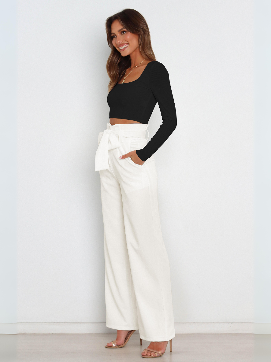 Iconic High Rise Pocketed Trouser Pants - White