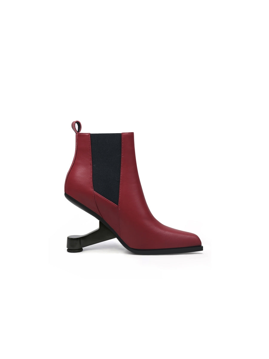 JadyRose | HARPER Elevator Heel Burgundy Leather Chelsea Boot