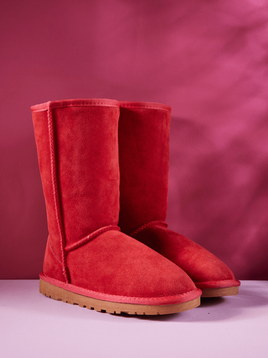 SMAIBULUN Ugg | CLASSIC SUEDE MID-LENGTH BOOTS - RED