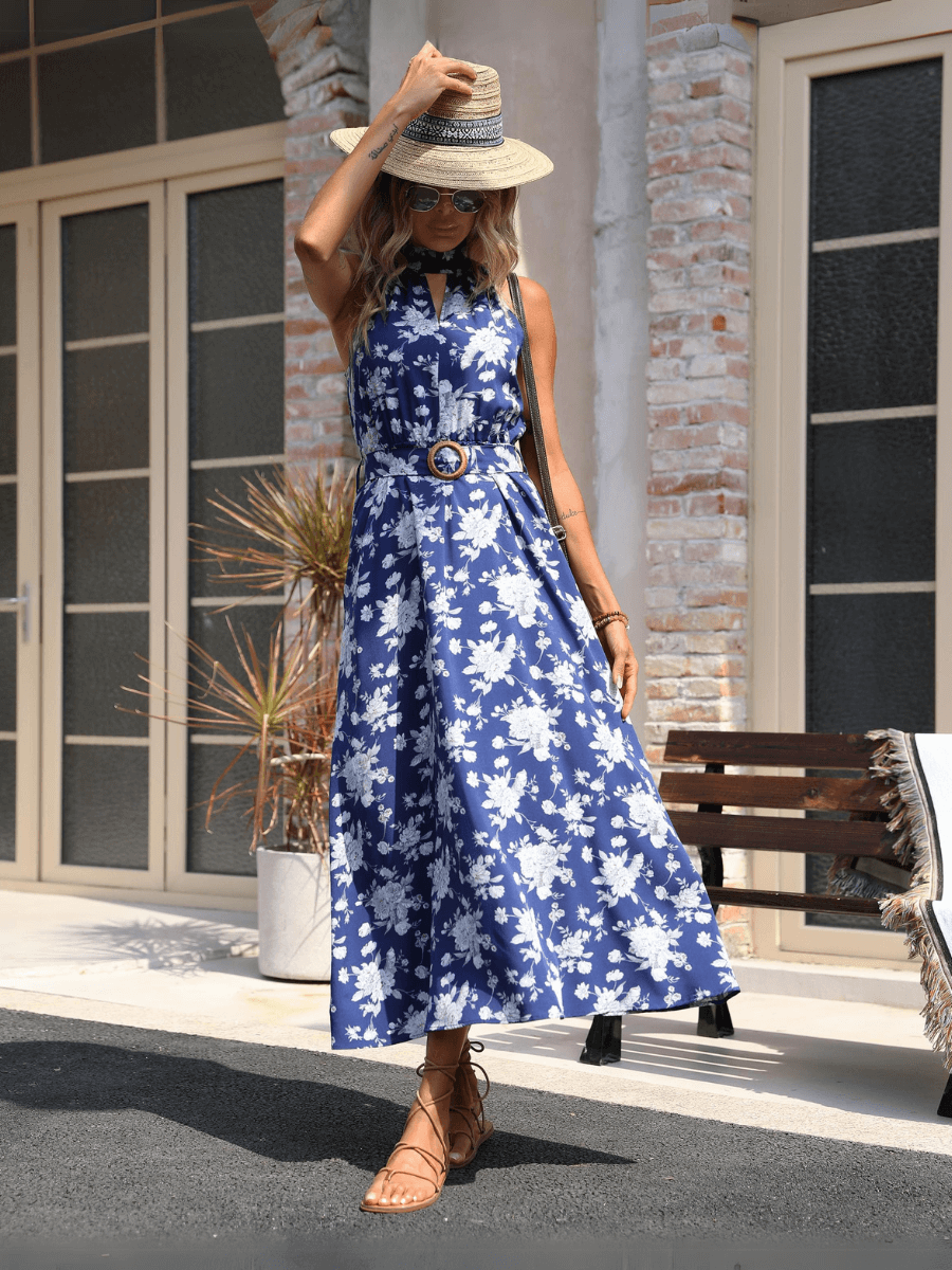 Jazelle Floral Maxi Halter Dress