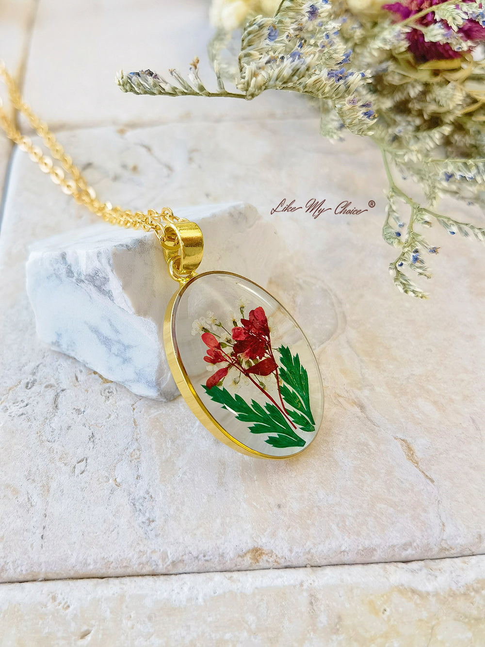 Handmade Bouquet Personalized Pendant Necklace