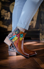 SOFFIA | PETAL APPLIQUE LEATHER ANKLE BOOT