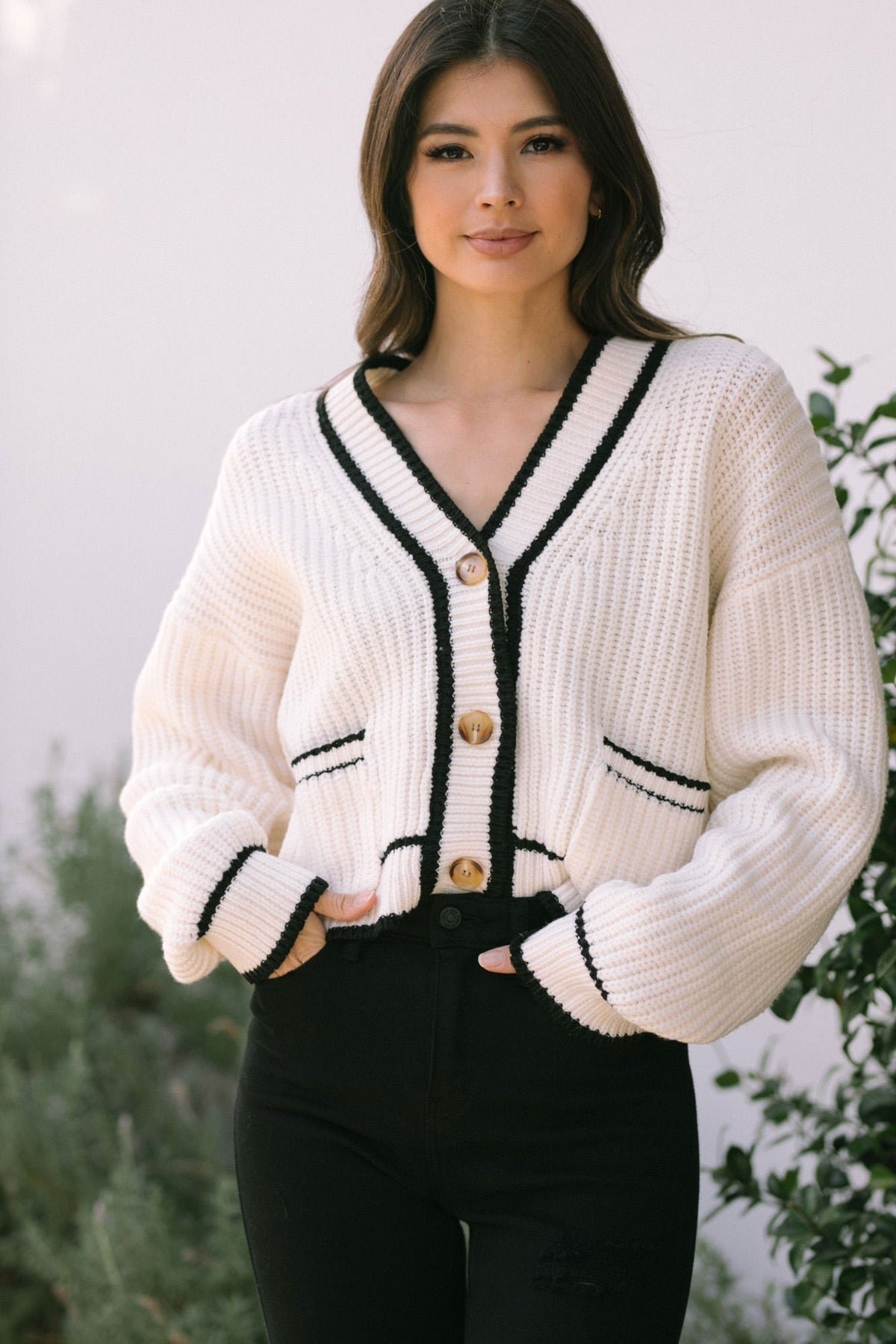 Pate Pocketed Knit Cardigan - Cream