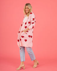 Listen To Your Heart Knit Open Front Cardigan - Pink