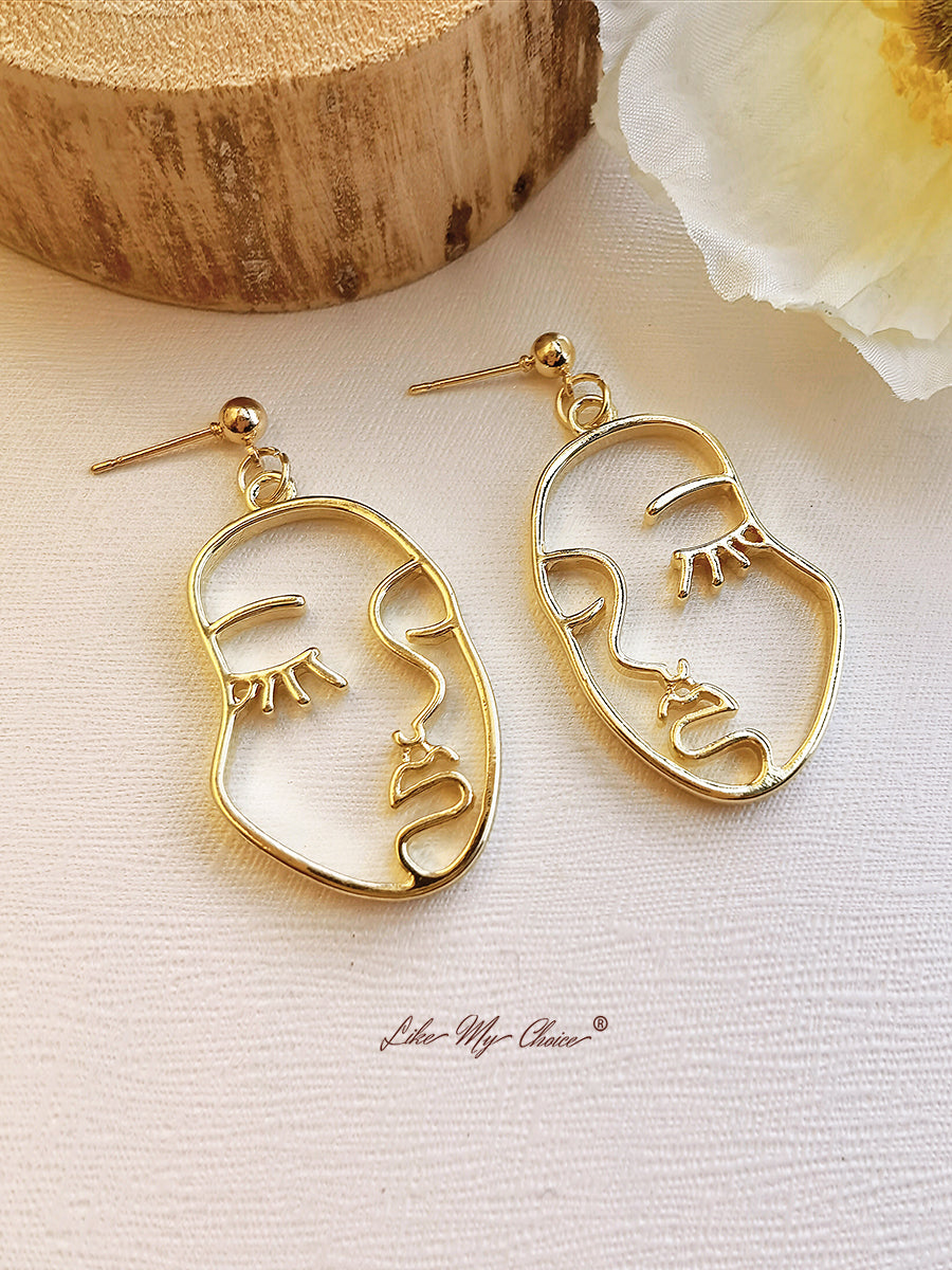 Abstract Human Face Modern Dangle Earrings