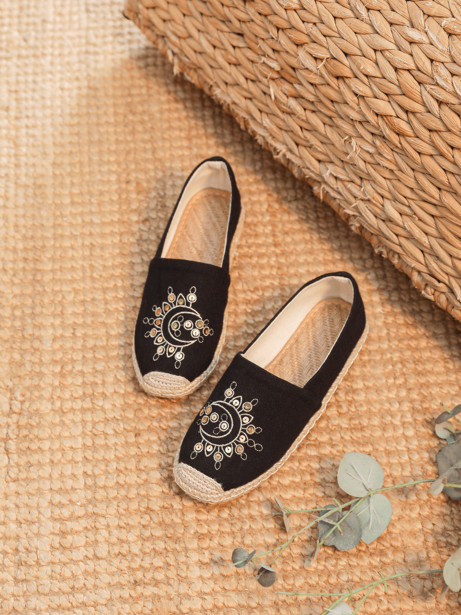 Cactus Rose | Solana Linen Espadrilles - Black