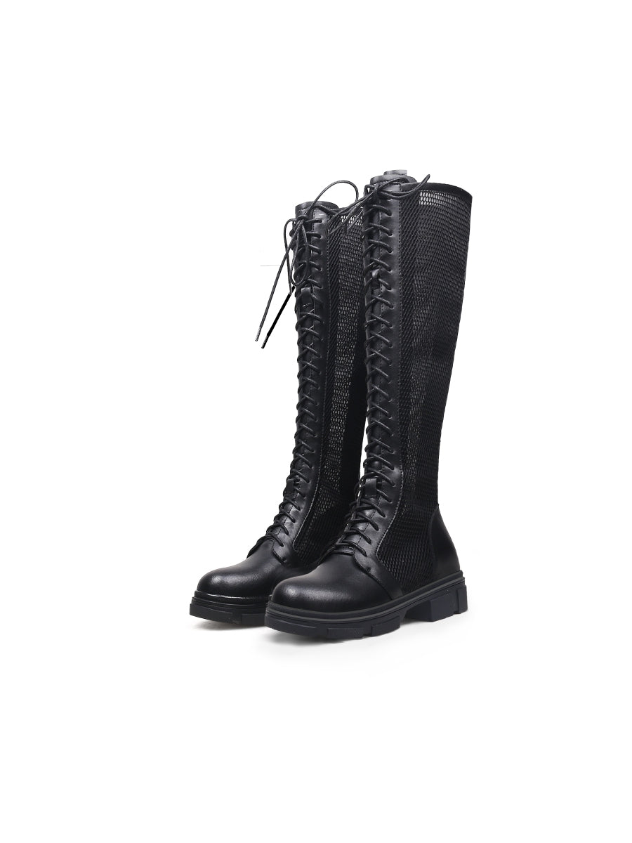 JADYROSE | LALLIE BLACK MESH KNEE HIGH BOOT