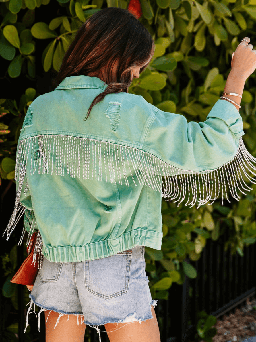 FIESTA LIFE CURTAIN FRINGE DENIM JACKET