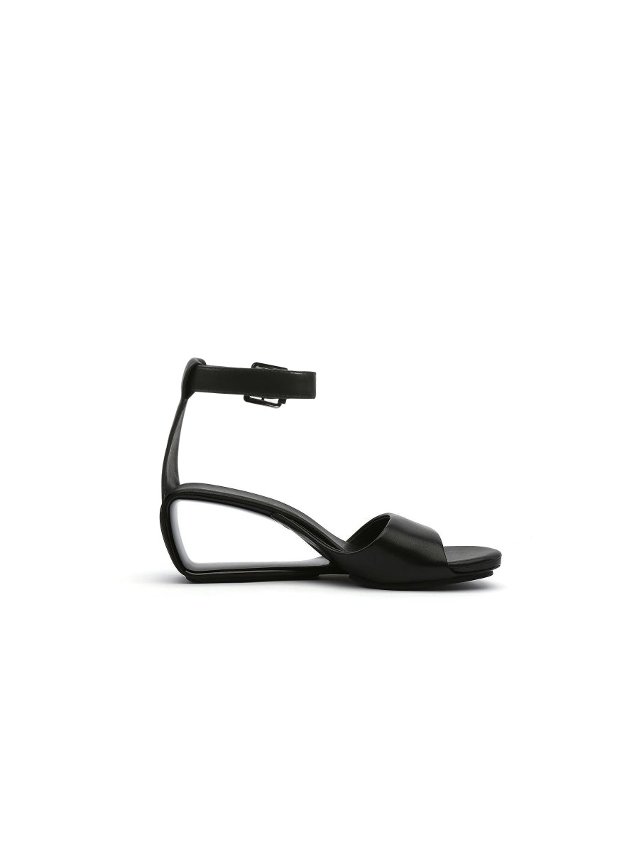 JadyRose | Elevator Heel Genuine Leather Black Ankle Strap