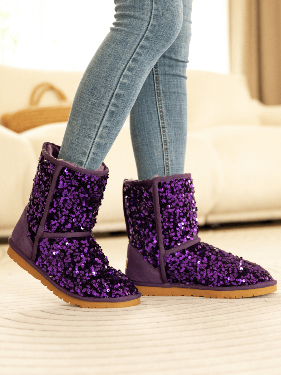 Smaibulun Ugg | Dallas Glam Sequin Shearling Boots - Purple