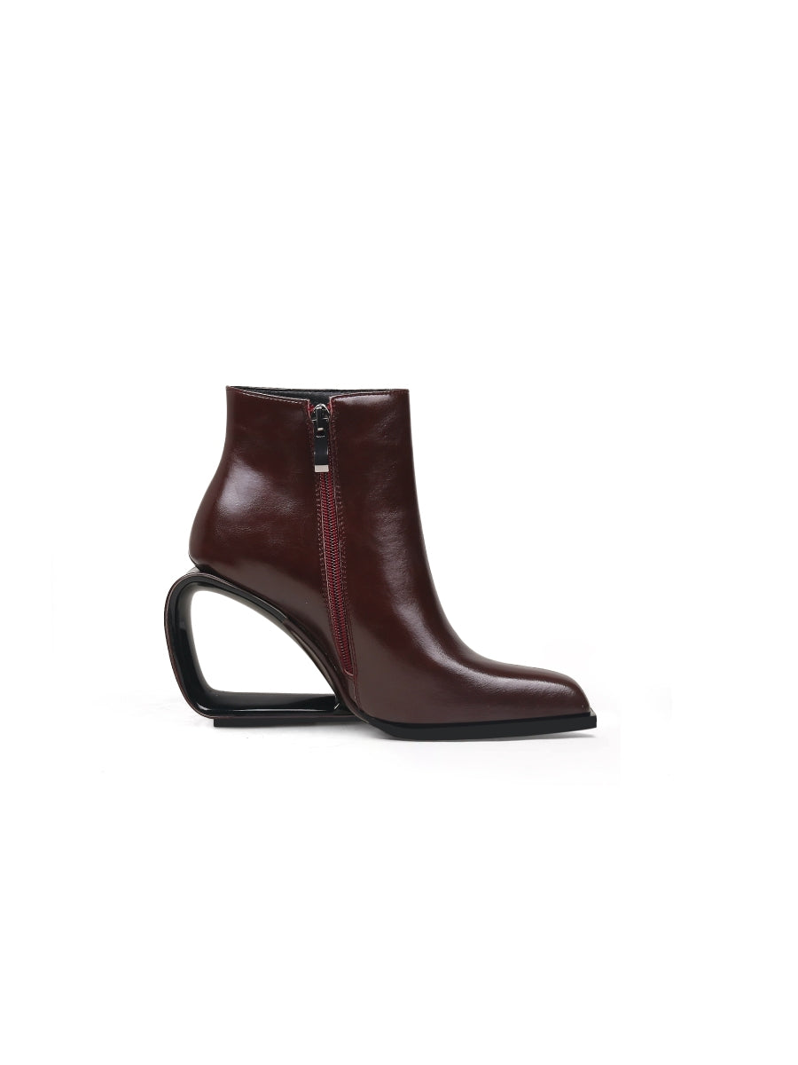 JadyRose | FIREPLACE Wedge-Heel Chocolate Leather Ankle Boot