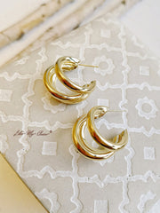 Gold Plated Layered Hoop Earrings