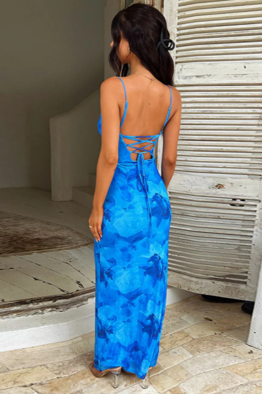 Delphine - Blue Floral Maxi Dress