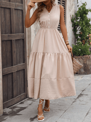 Lunch Date Sleeveless Tired Midi Dress