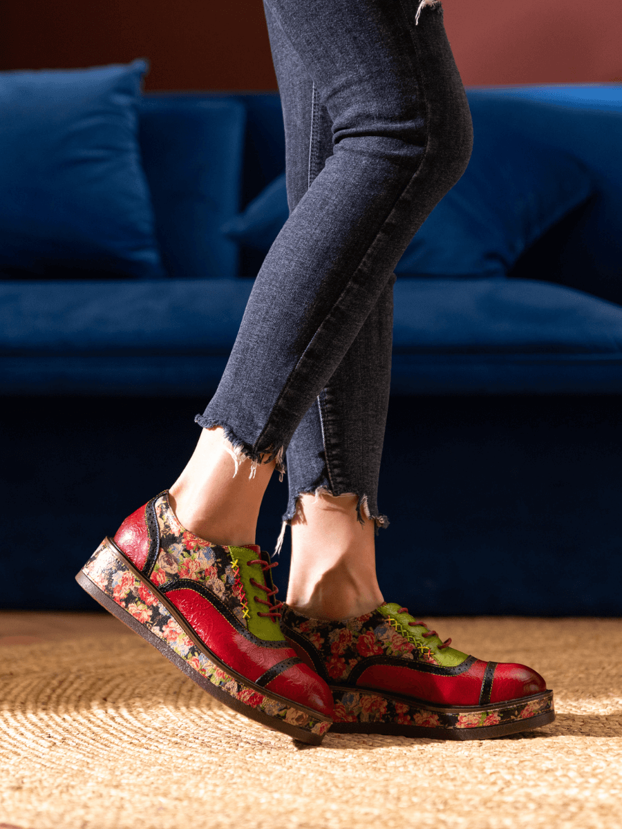 SOFFIA | JANIE FLORAL EMBOSSED LEATHER  PLATFORM OXFORD