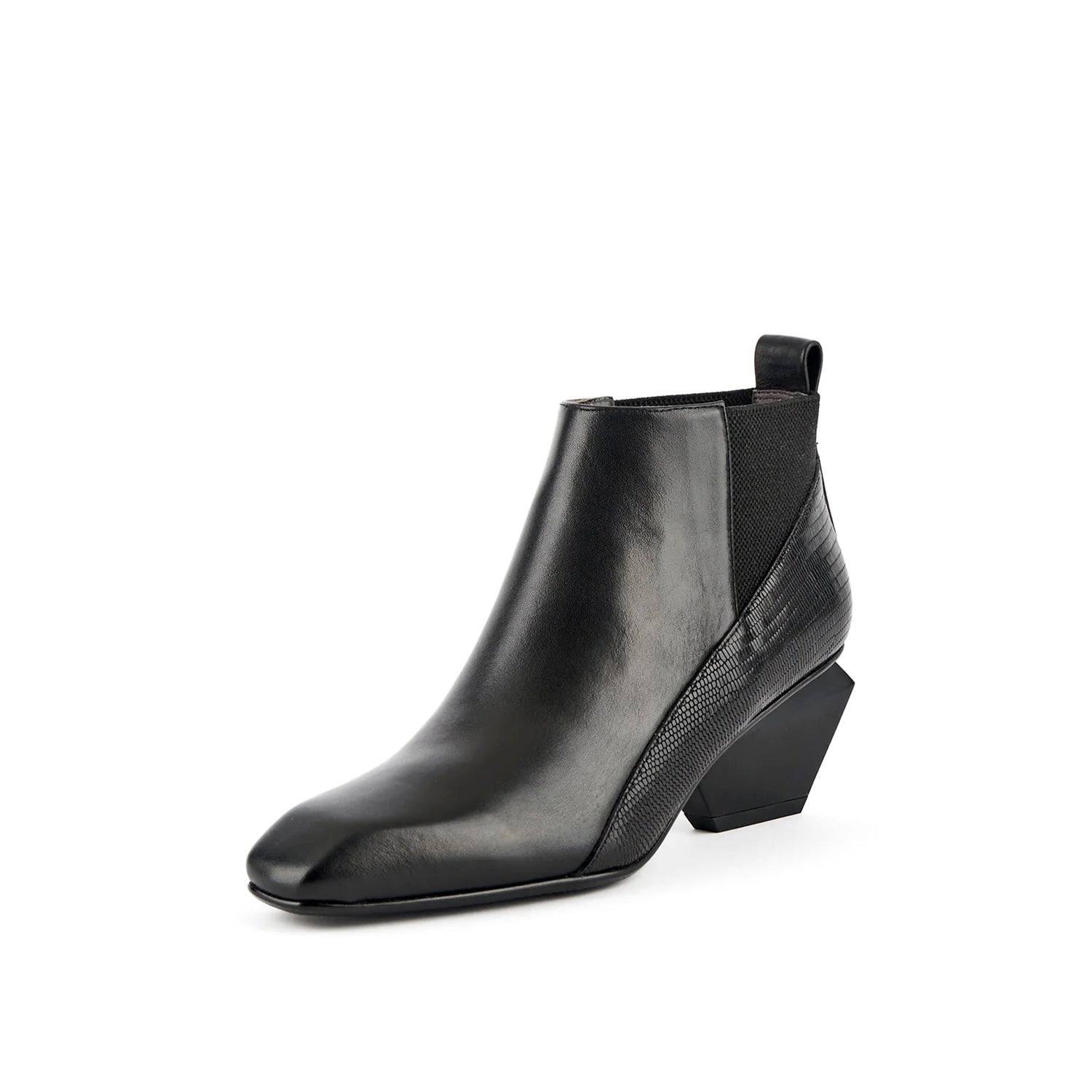 Jady Rose | Ayala Geometry-heel Leather Ankle Boot - Black