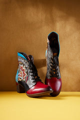 Soffia | Peacock in Bloom Leather Ankle Boots