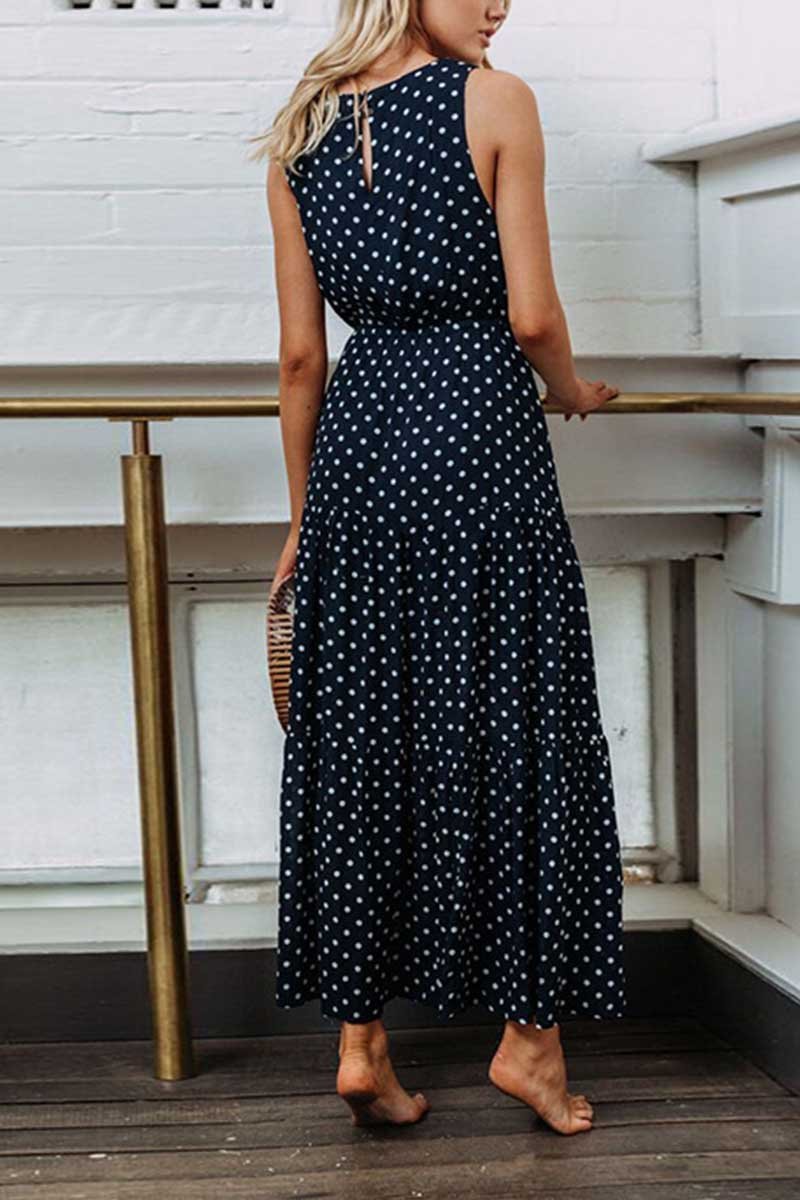 Chicindress Polka Dot Waist Maxi Dress(2 Colors)