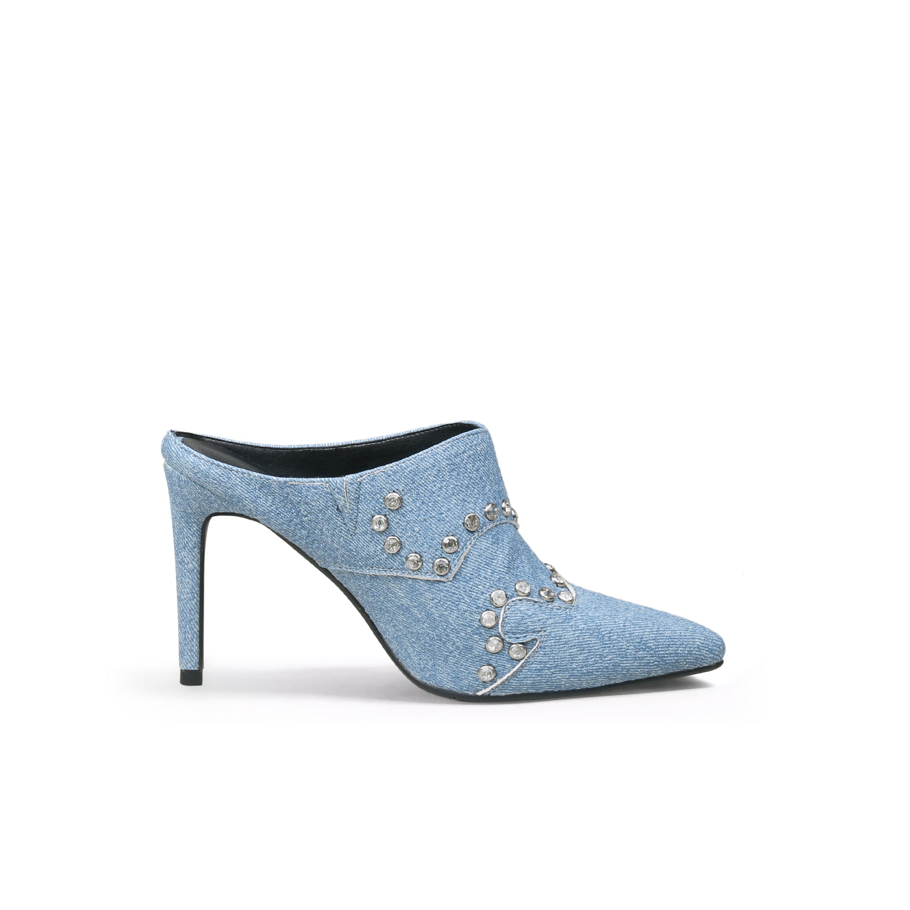 Jady Rose | Maxina Studded Denim Stilettos - Washed Blue