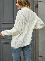 Corey Relaxed Cable Knit Sweater - White