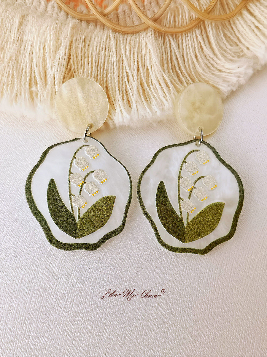 Flower Earrings - Acrylic Lily of the Valley