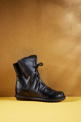 Rumour Has It | Liberty Leather Combat Boots - Black