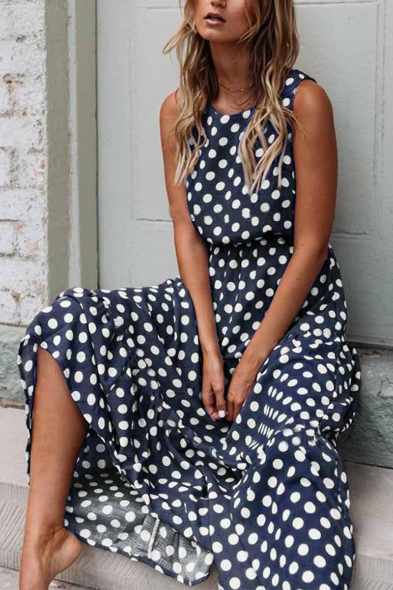 Chicindress Polka Dot Round Neck Dress (5 Colors)