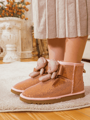 SMAIBULUN Ugg | PLUSH BEAR RIBBON BOW SHIMMER BLING BOOTS