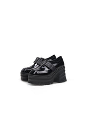 JadyRose | Black Patent Leather Chunky Heel Loafer