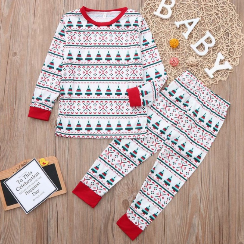 Christmas Round Collar Printed Parent-Child Suit