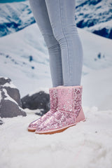 Smaibulun Ugg | Dallas Glam Sequin Shearling Boots - Baby Pink