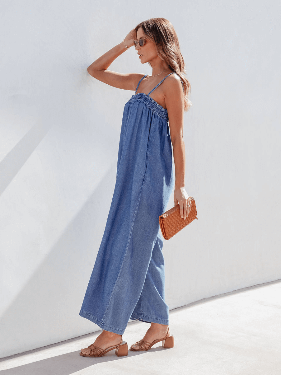 CORONADO SIDE POCKETED DENIM JUMPSUIT