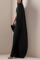 Shona Gathered Cape Crepe Maxi Dress