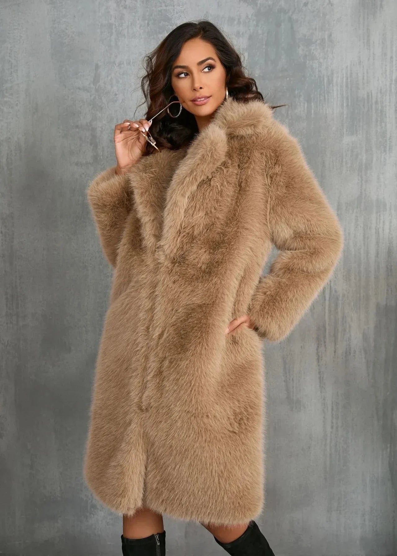 Statement Faux Fur Suit Collar Coat