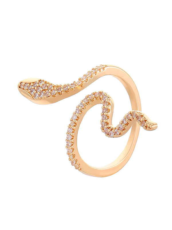 Rhinestone Snake Shape Solid Color Rings Accessories