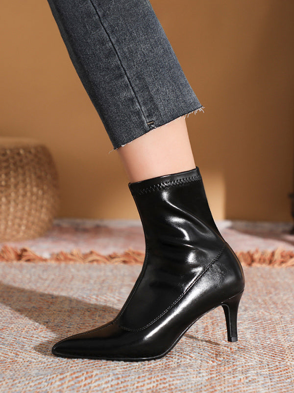 Pointed-Toe Split-Joint Boots Sock Boots