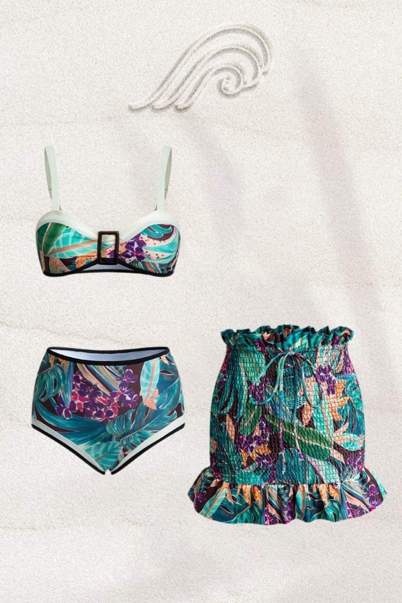 Renata Tropical Printed Three-pieces Swim Set