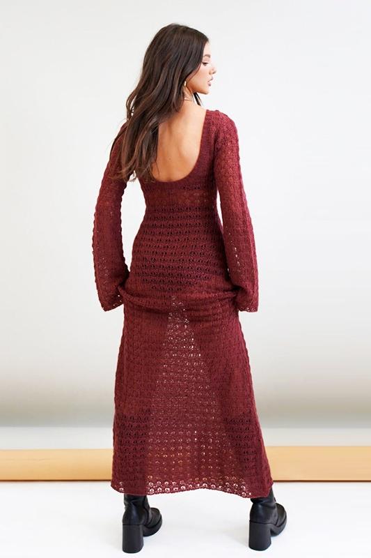 Regina Backless Crochet Maxi Dress