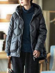 Original Solid Hooded Cotton-Padded Coat