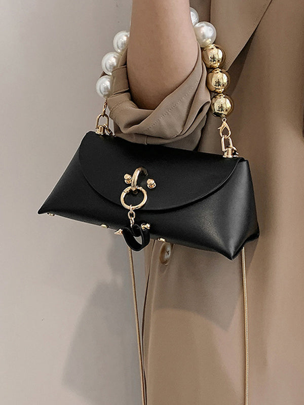 Beads Contrast Color Split-Joint Crossbody Handbags