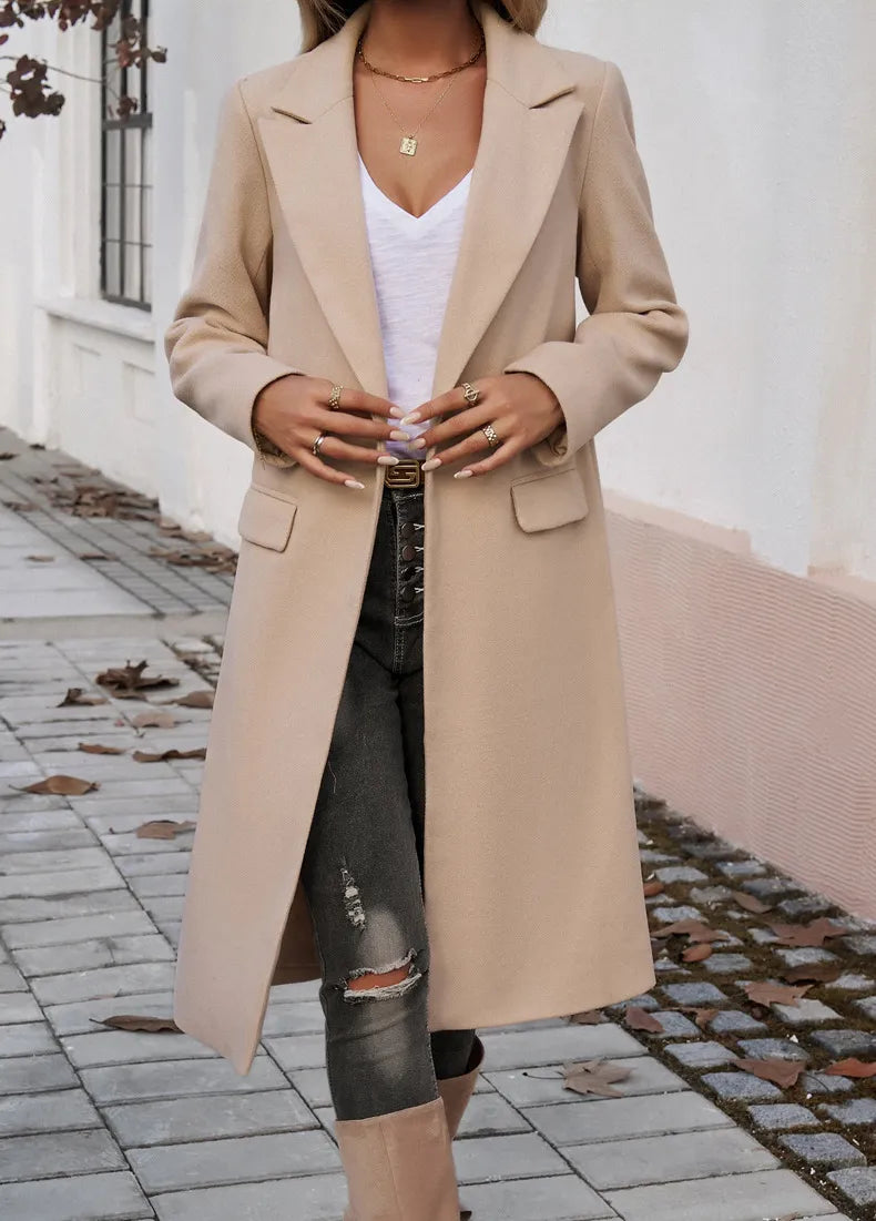 Elegant Everyday Double-Breasted Woolen Coat