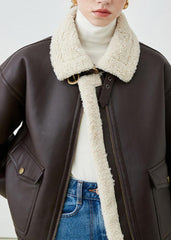 Thick Faux Leather Aviator Jacket