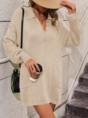 Anastasia Cotton Blend Knit Sweater Dress - Beige